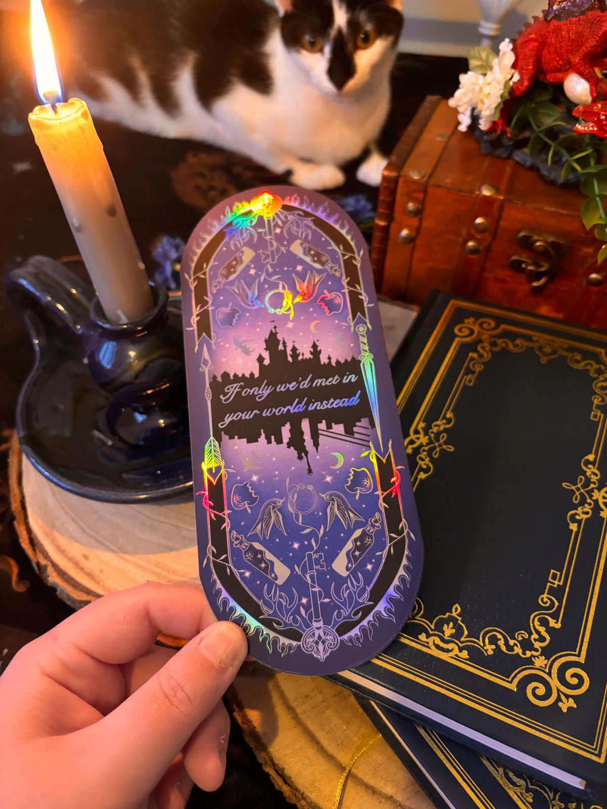 KA Tuckers Fate & Flame bookmark. Fantasy, Dragon and magic portal large size bookmark. Holographic foil. Officially licensed