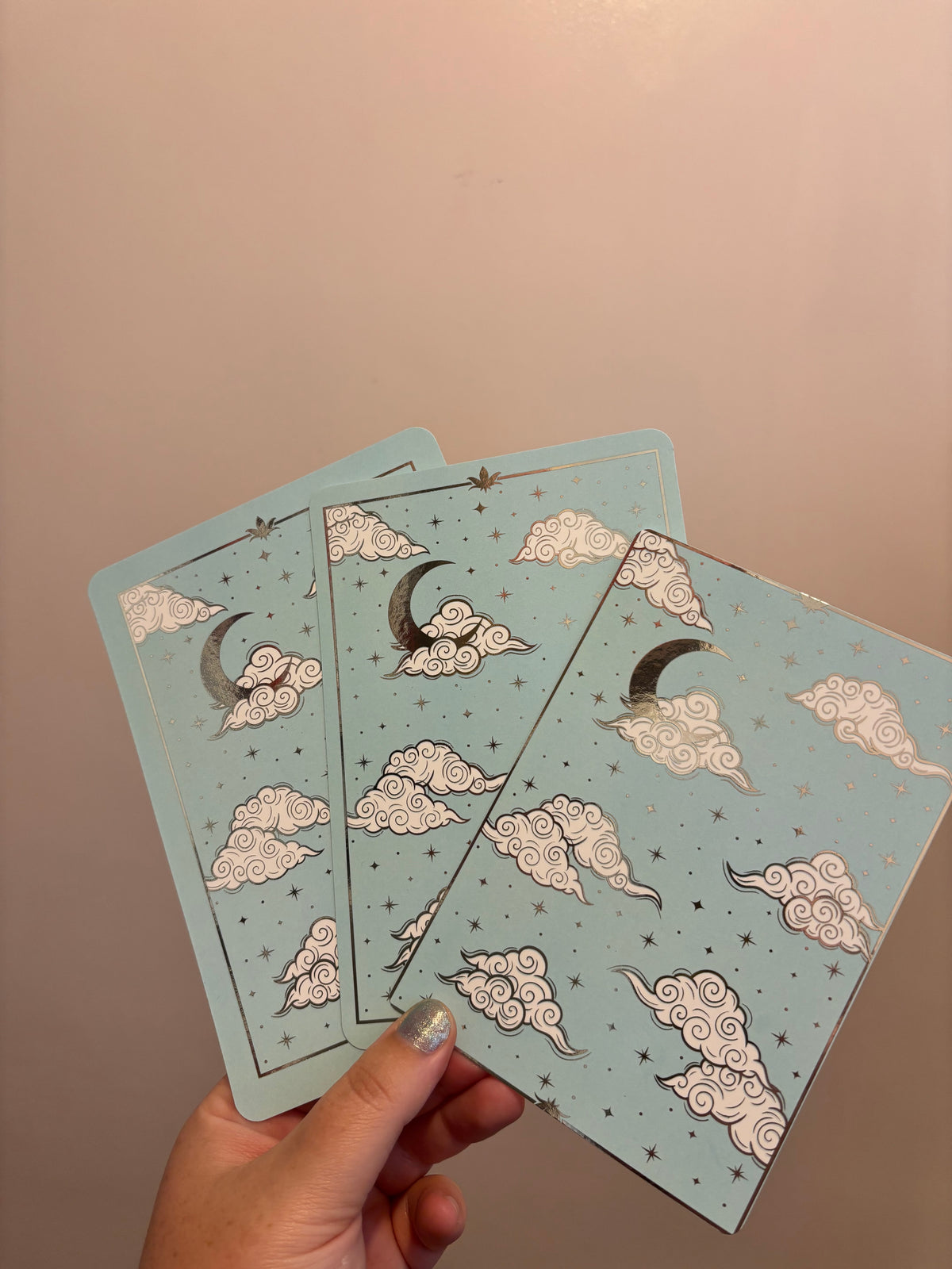 Magical sky reader foiled Insert for Kindle/ E Reader. Clouds, stars and moon