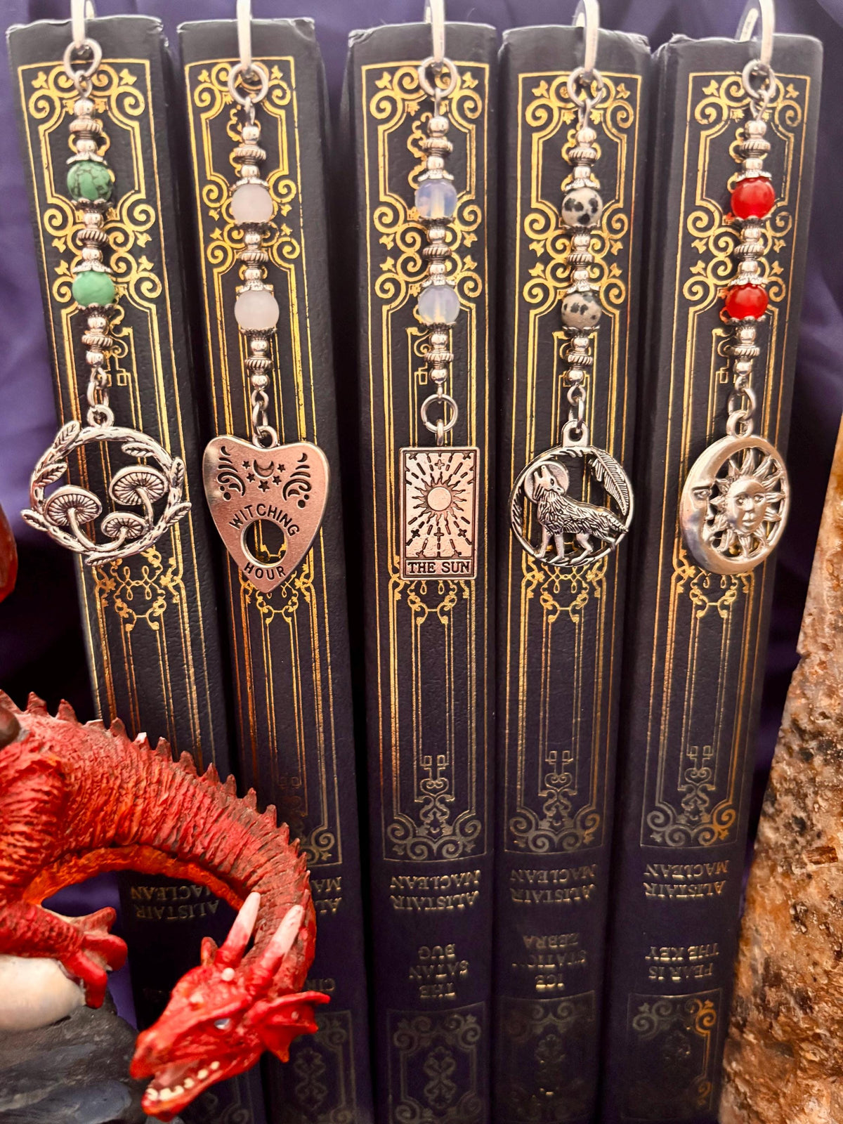 Fantasy witchy crystal bookmark custom collection. Metal bookmark bookish gift.