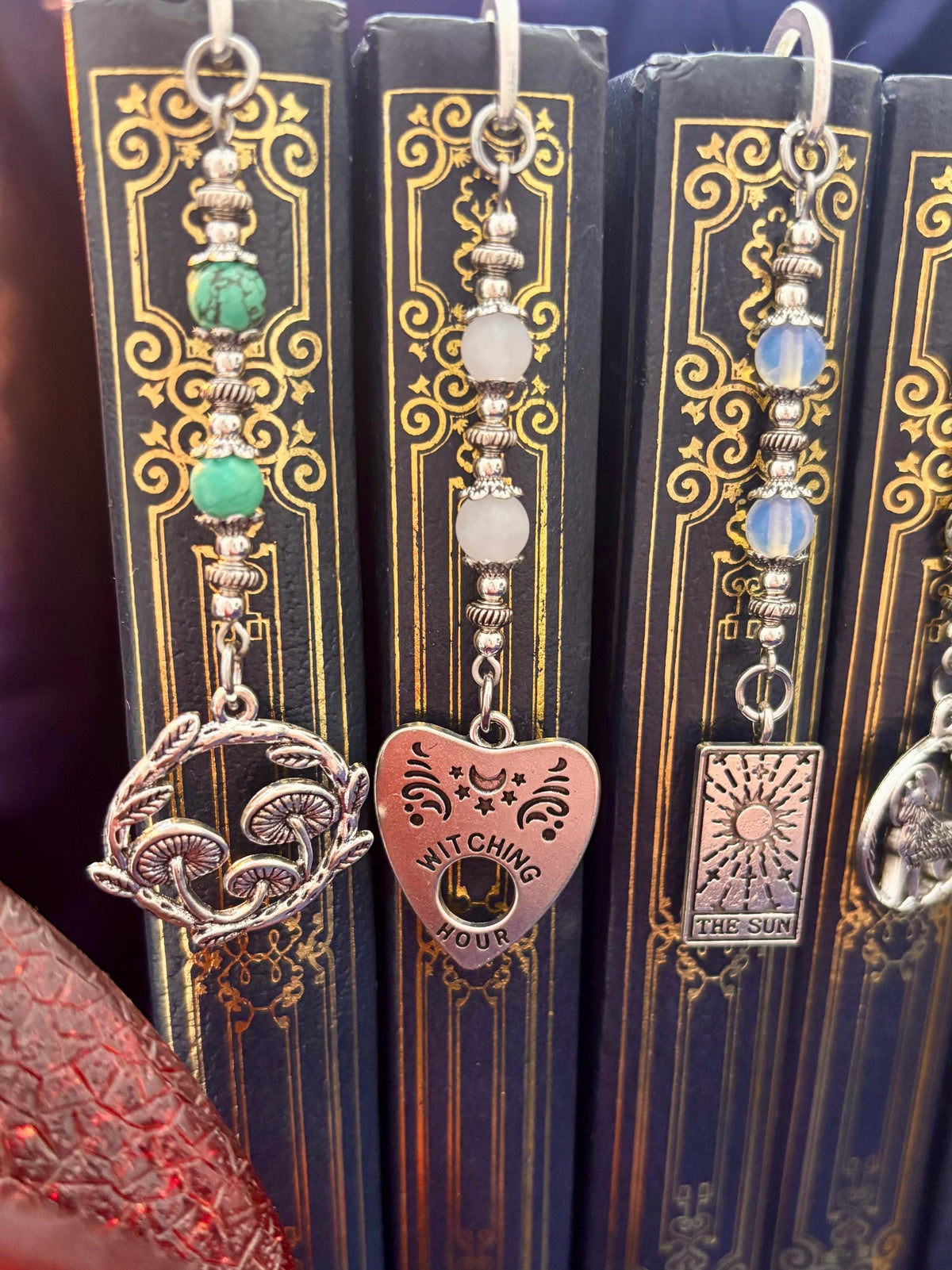 Fantasy witchy crystal bookmark custom collection. Metal bookmark bookish gift.