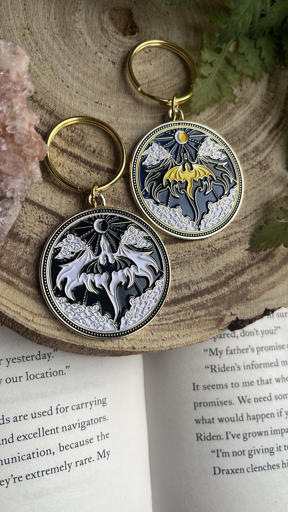 Officially licensed fourth wing fly or die dragon keychain keyring