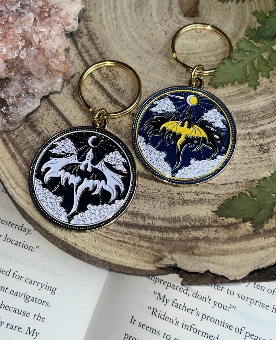 Officially licensed fourth wing fly or die dragon keychain keyring
