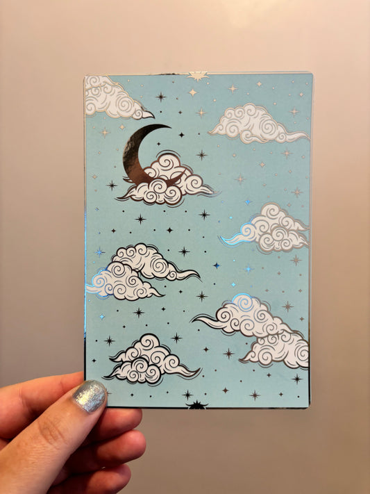 Magical sky reader foiled Insert for Kindle/ E Reader. Clouds, stars and moon