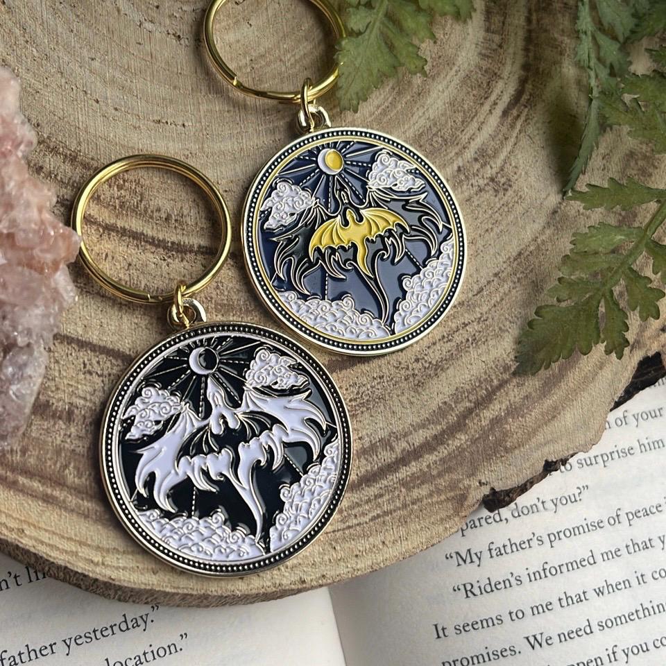 Officially licensed fourth wing fly or die dragon keychain keyring