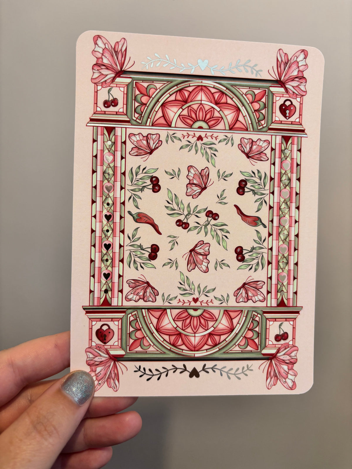 Romance reader foiled Insert for Kindle/ E Reader. Butterfly, cherry and chilli designs.