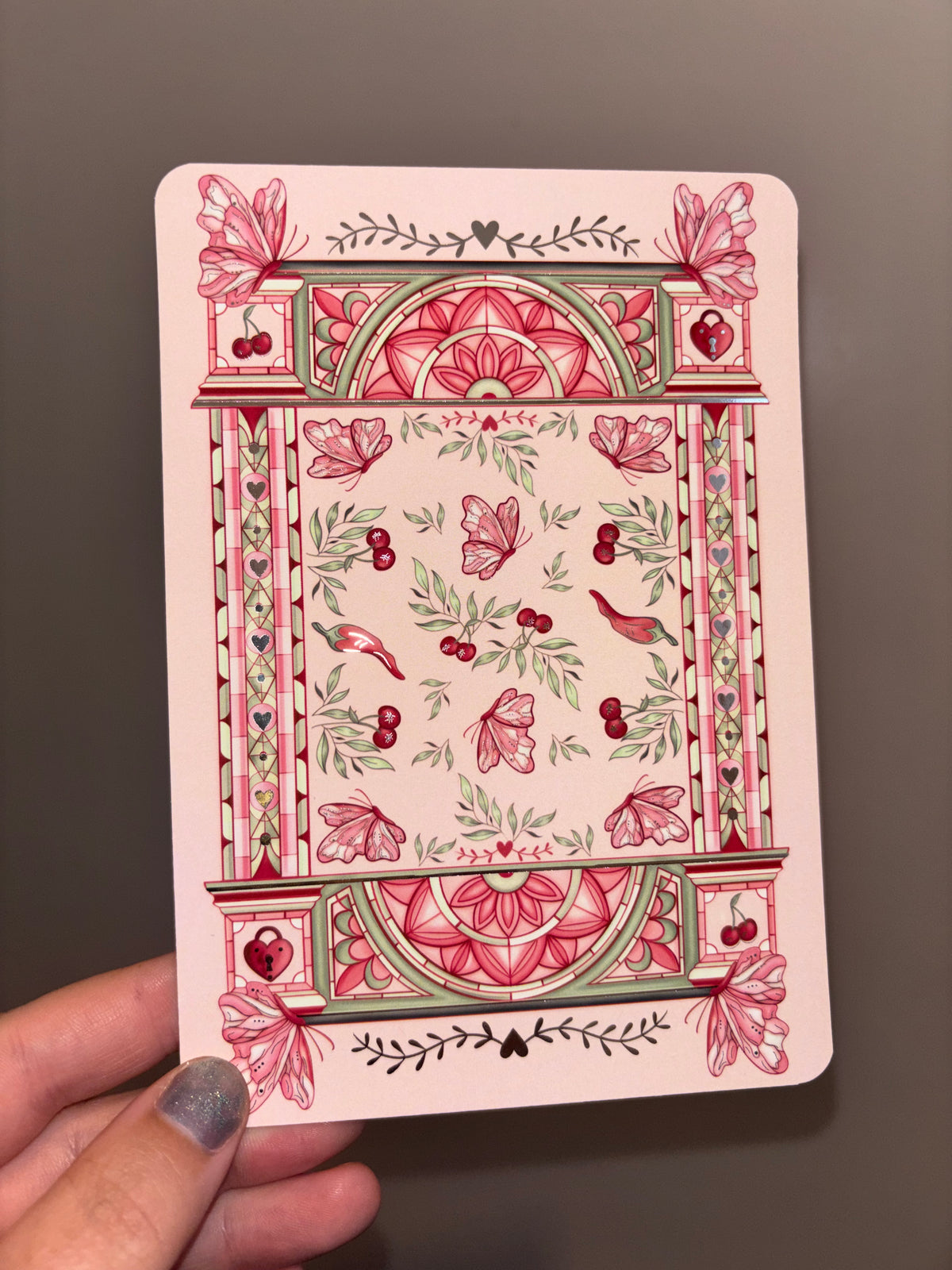 Romance reader foiled Insert for Kindle/ E Reader. Butterfly, cherry and chilli designs.