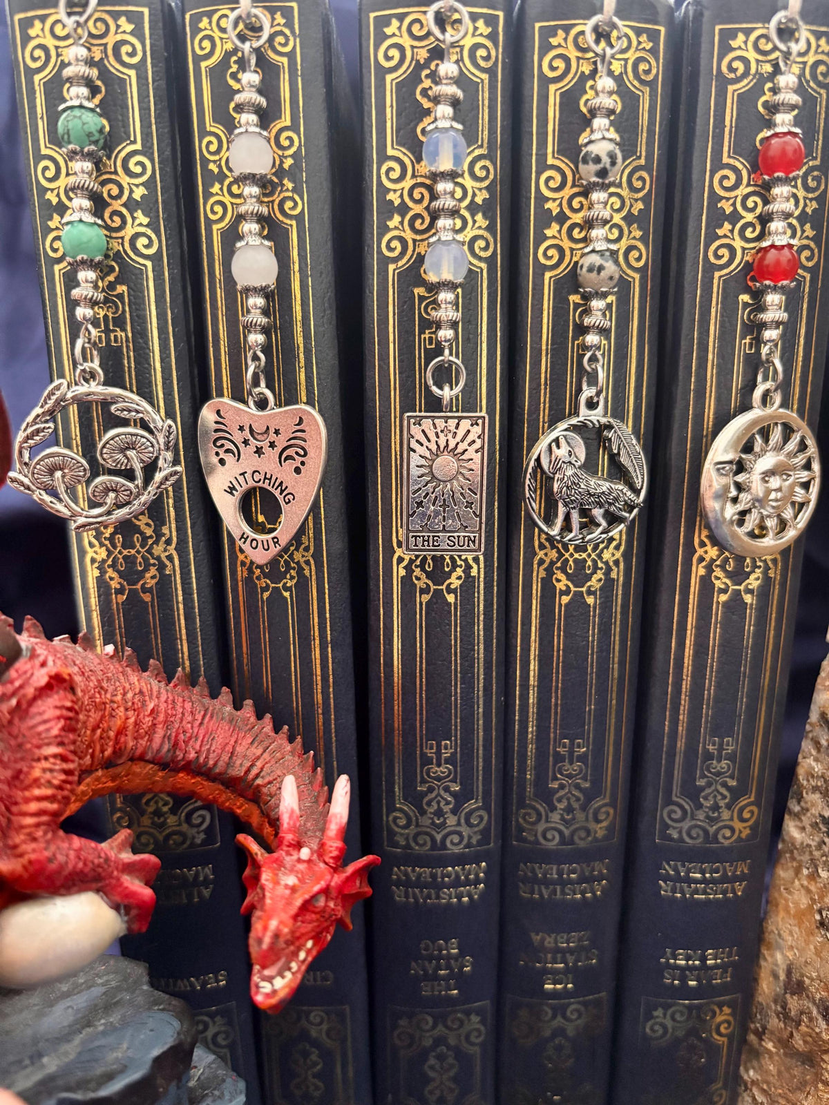 Fantasy witchy crystal bookmark custom collection. Metal bookmark bookish gift.