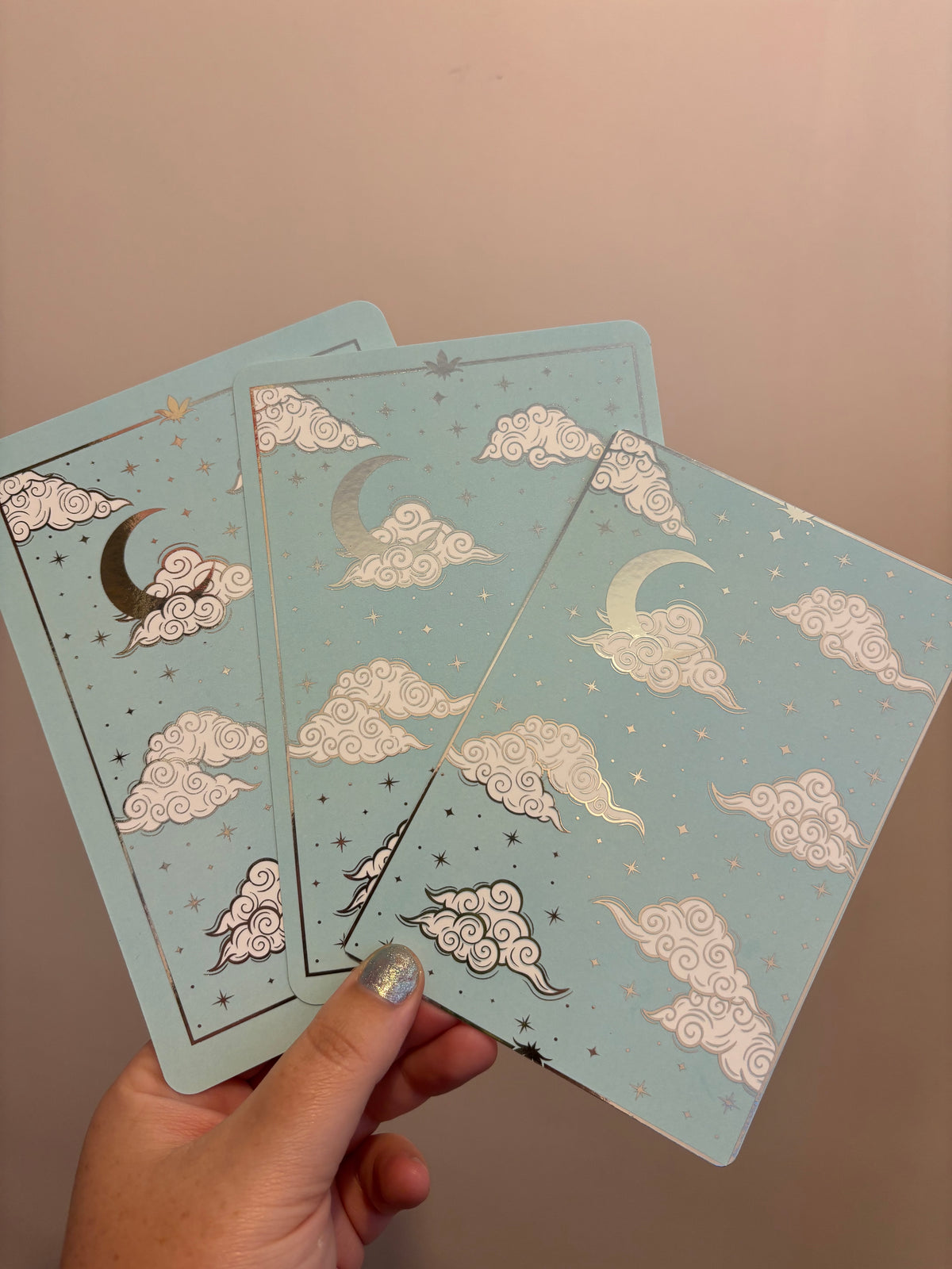 Magical sky reader foiled Insert for Kindle/ E Reader. Clouds, stars and moon