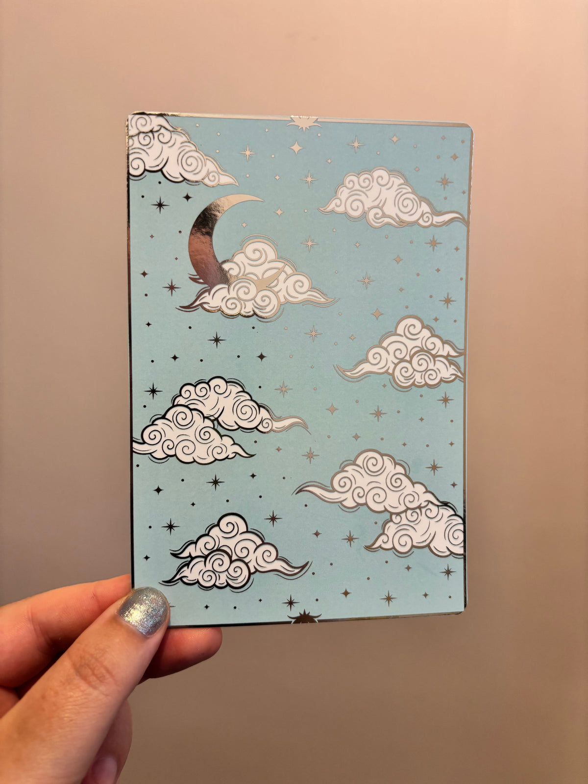 Magical sky reader foiled Insert for Kindle/ E Reader. Clouds, stars and moon