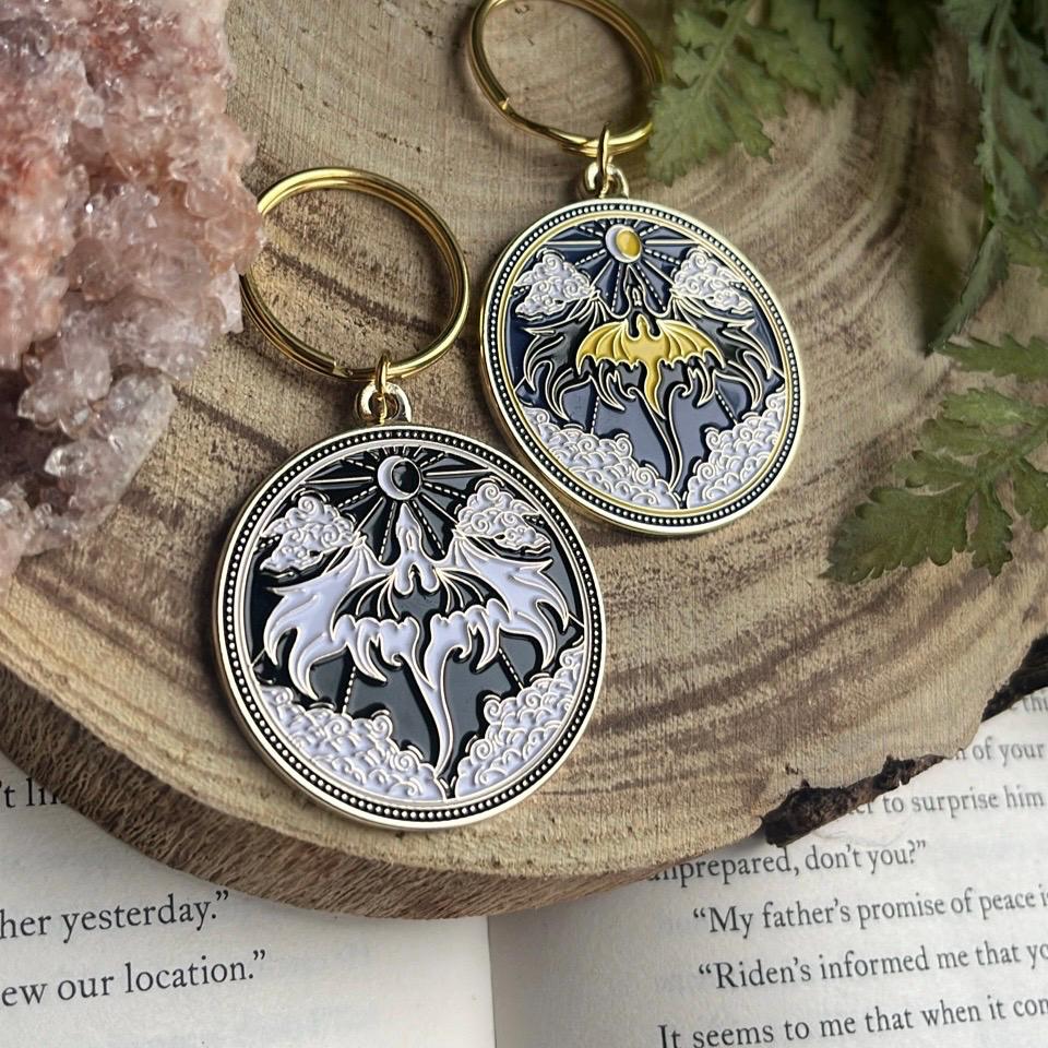 Officially licensed fourth wing fly or die dragon keychain keyring