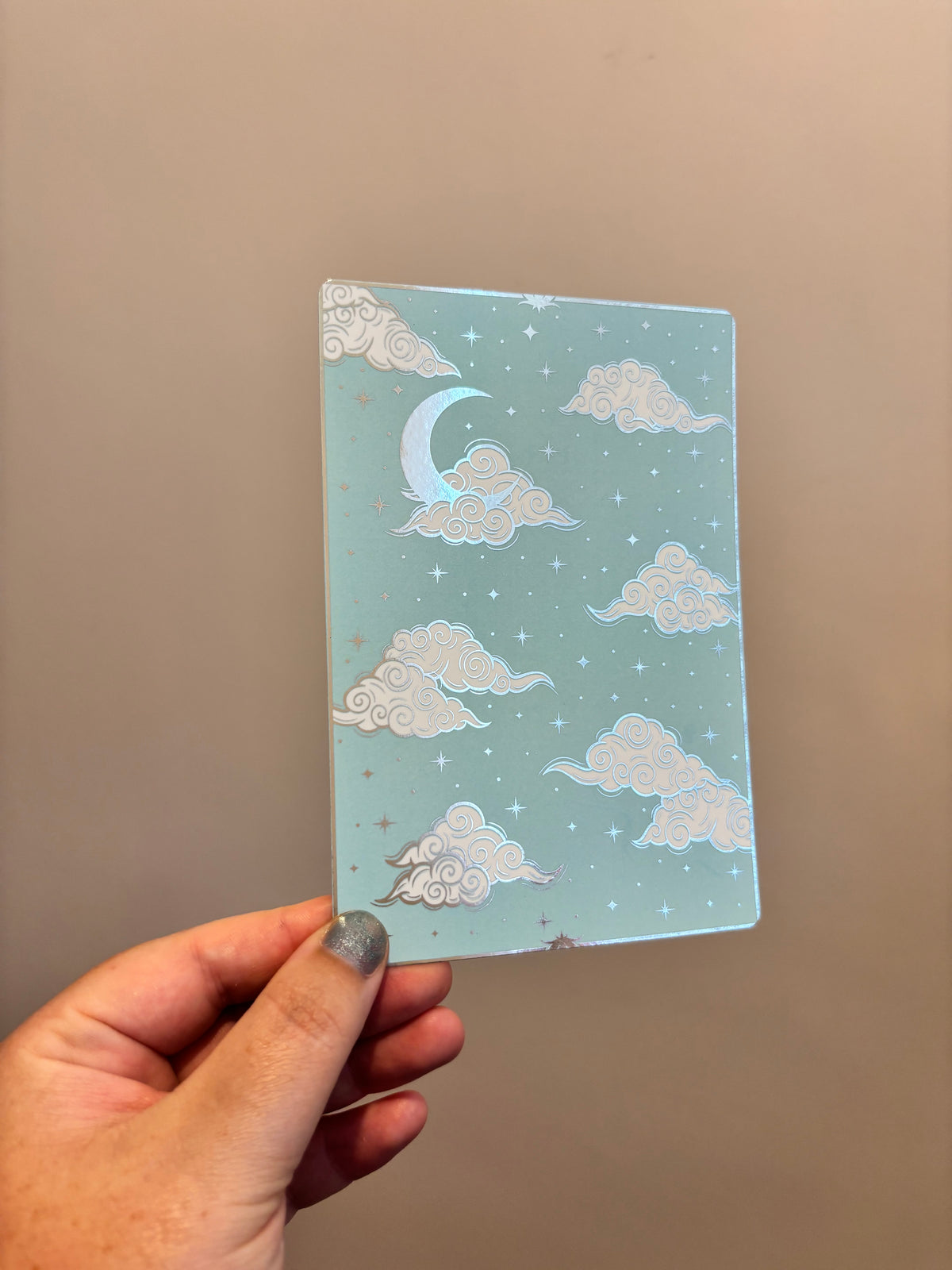 Magical sky reader foiled Insert for Kindle/ E Reader. Clouds, stars and moon