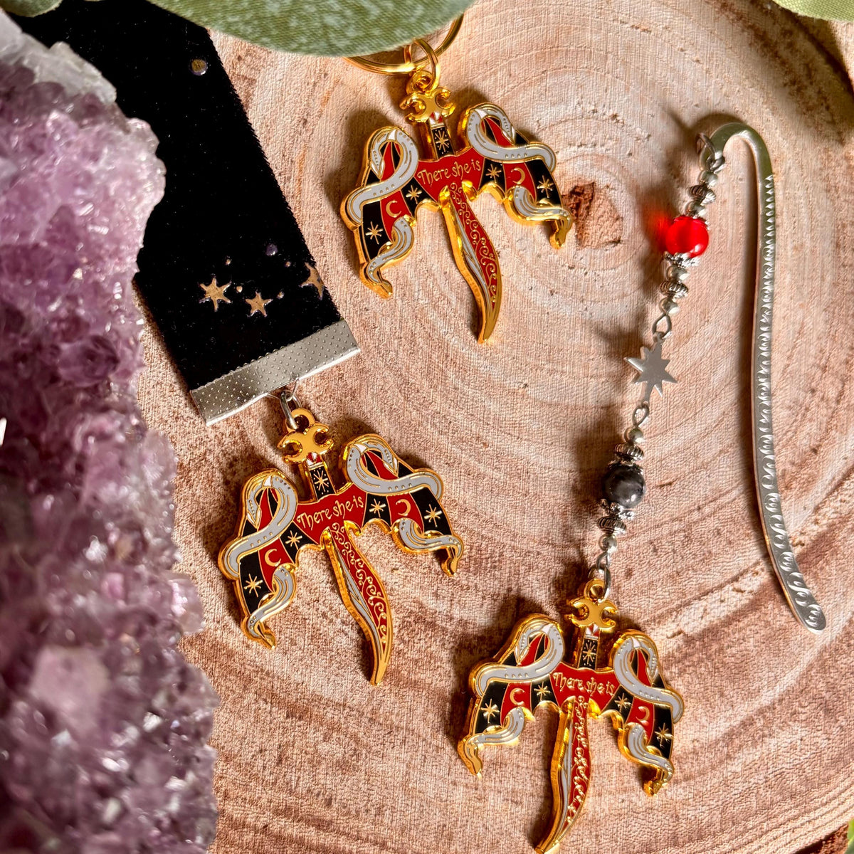 Crowns of Nyaxia Bookmark or Keychain. There she is - officially licensed Merch by Carissa Broadbent