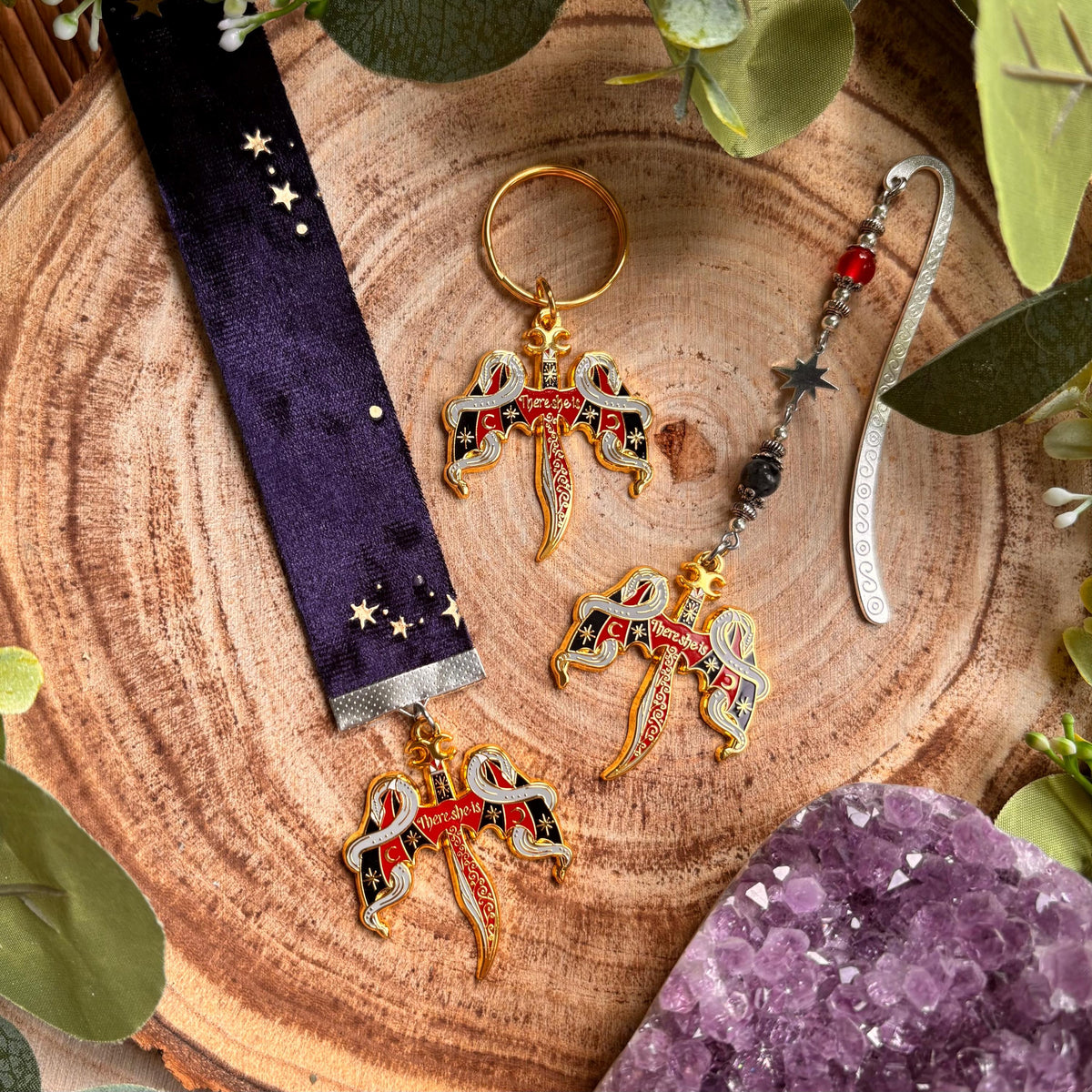 Crowns of Nyaxia Bookmark or Keychain. There she is - officially licensed Merch by Carissa Broadbent