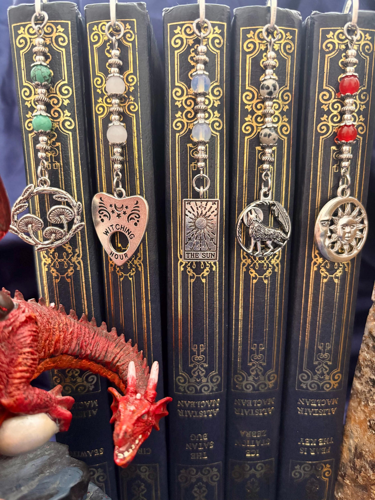 Fantasy witchy crystal bookmark custom collection. Metal bookmark bookish gift.