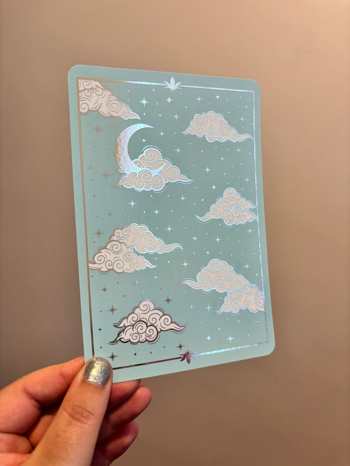 Magical sky reader foiled Insert for Kindle/ E Reader. Clouds, stars and moon