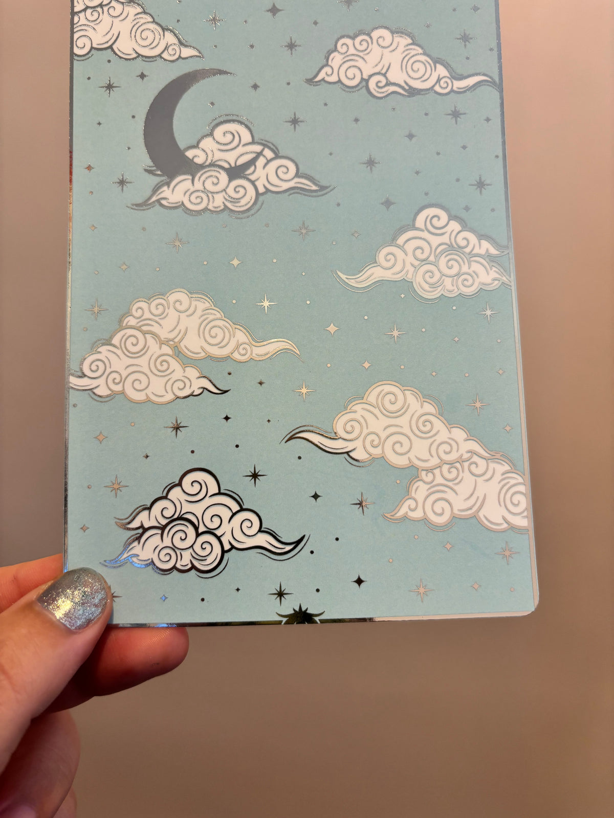 Magical sky reader foiled Insert for Kindle/ E Reader. Clouds, stars and moon