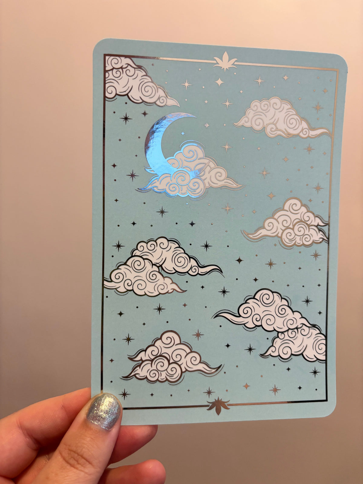 Magical sky reader foiled Insert for Kindle/ E Reader. Clouds, stars and moon