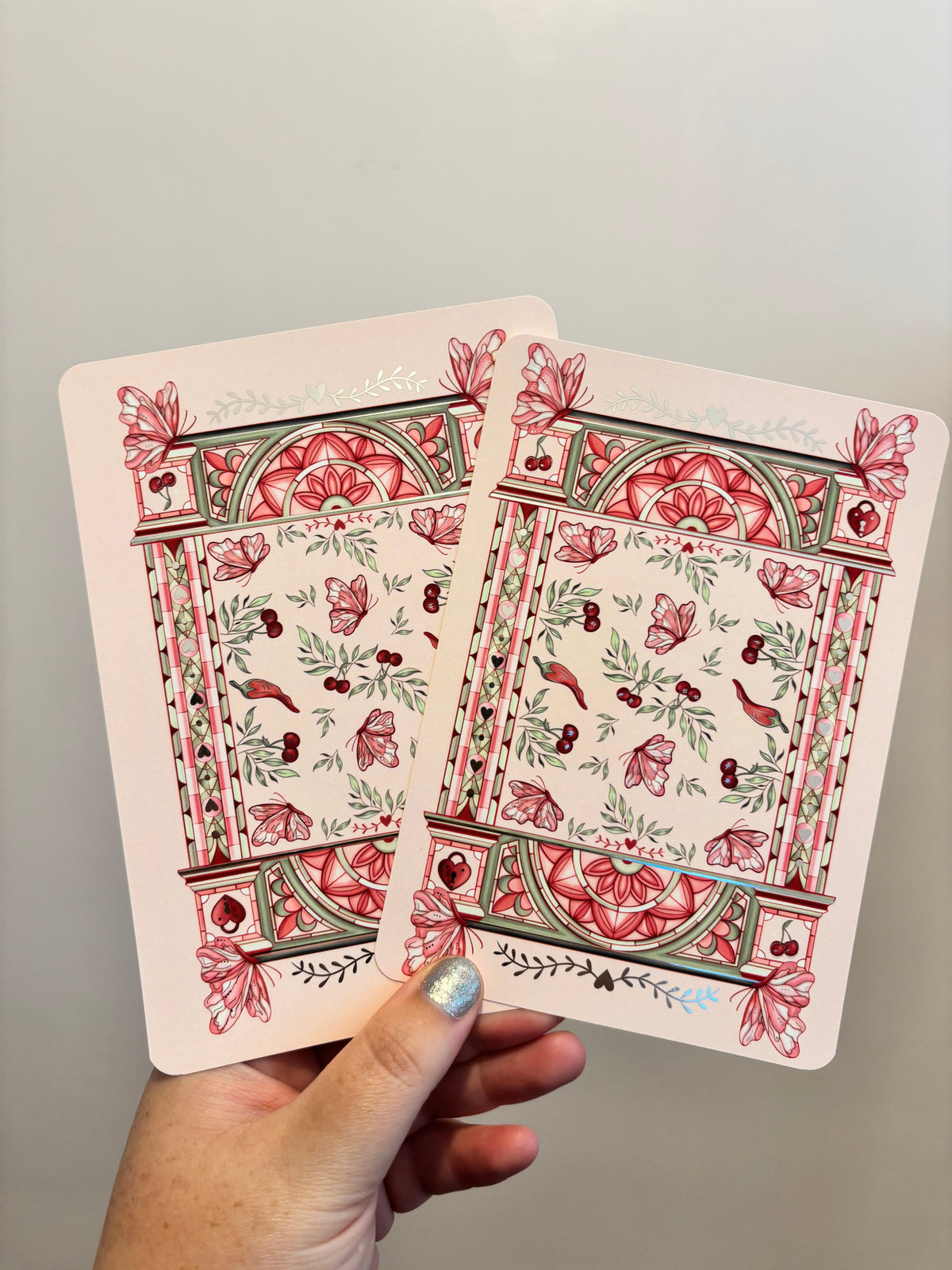 Romance reader foiled Insert for Kindle/ E Reader. Butterfly, cherry and chilli designs.