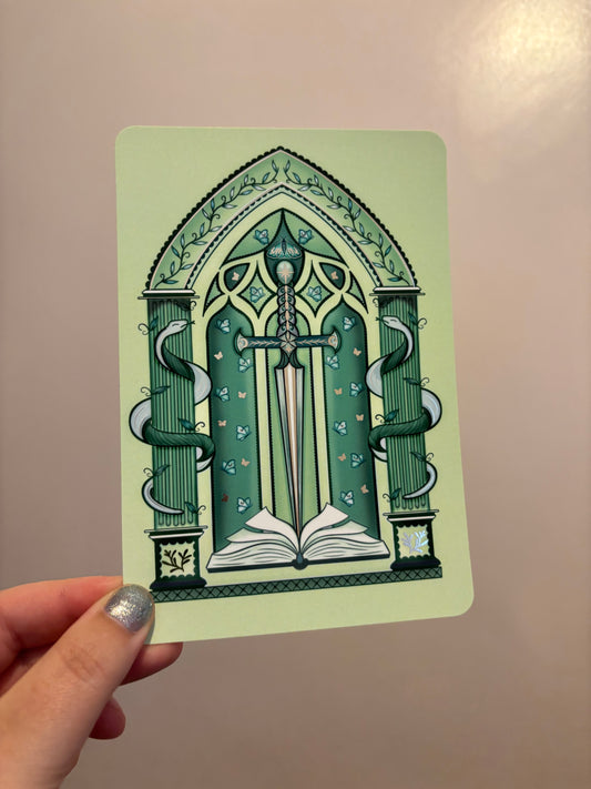 Snake and sword reader foiled Insert for Kindle/ E Reader.
