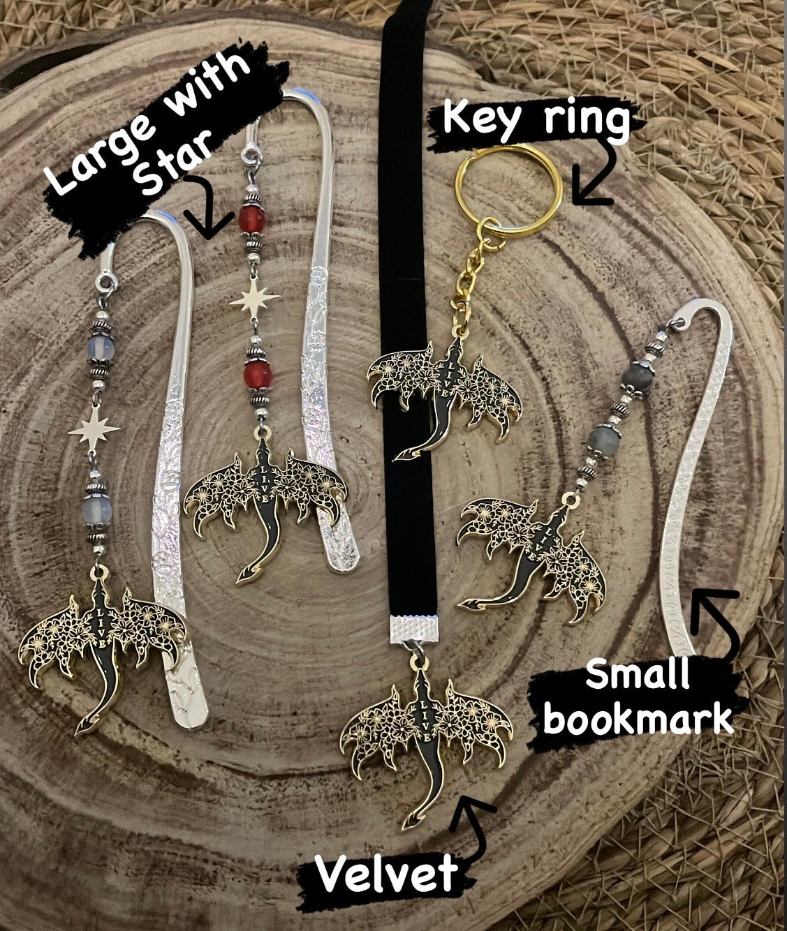 Dragon Bookmark or Keyring. Enamel Live. Floral Wyvern.