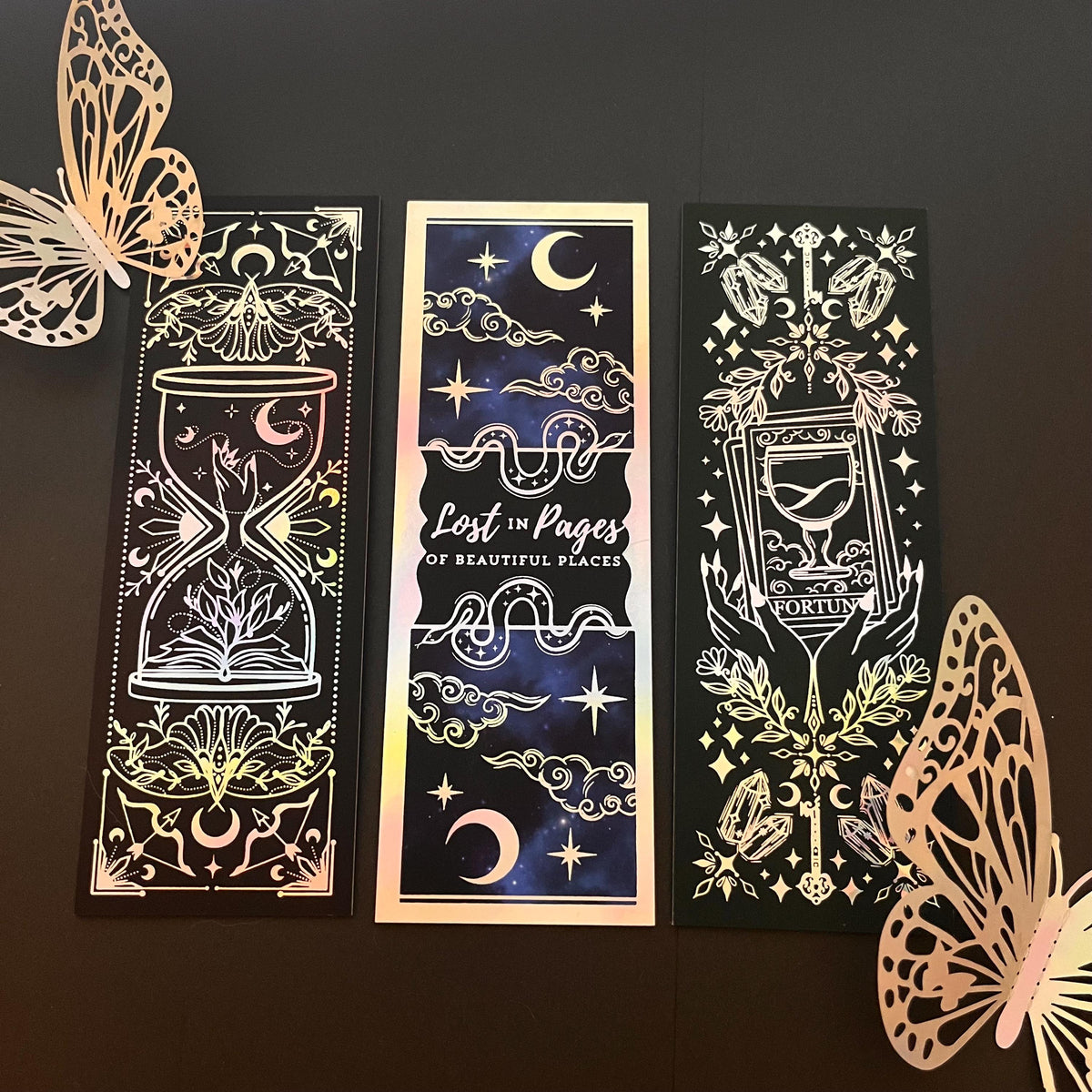 Fantasy Holigraphic Foil bookmark with tassel or interchangeable charm option. Magic Portal Bookmark