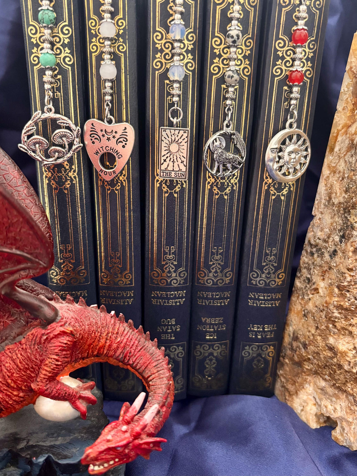 Fantasy witchy crystal bookmark custom collection. Metal bookmark bookish gift.