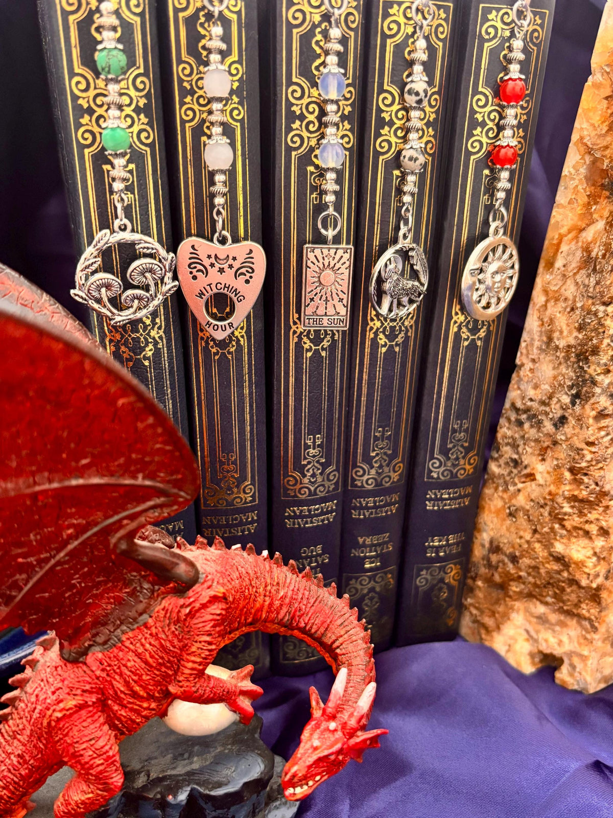 Fantasy witchy crystal bookmark custom collection. Metal bookmark bookish gift.